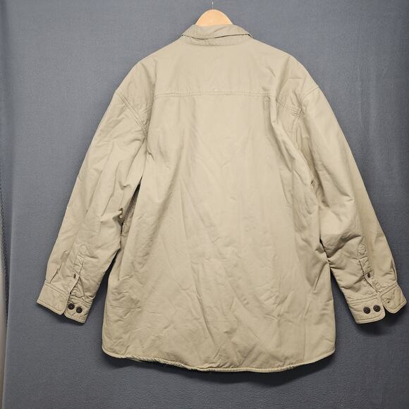 Berkley & Jensen Shacket Shirt Jacket Mens XL Beige Fleece Lined Plaid Vintage - Picture 2 of 16